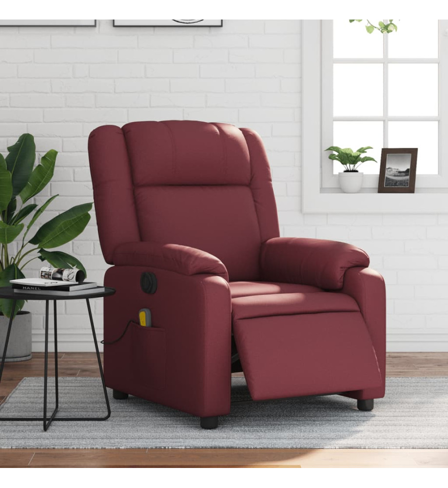 Fauteuil de massage inclinable électrique rouge bordeaux