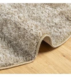 Tapis ISTAN à poils longs aspect brillant beige Ø 100 cm