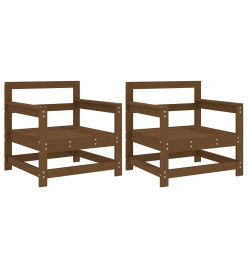 Chaises de jardin 2 pcs marron miel bois massif de pin