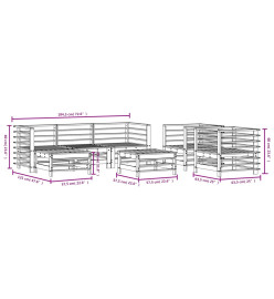 Salon de jardin 7 pcs Marron miel Bois de pin massif