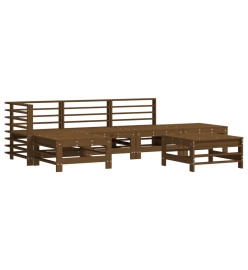 Salon de jardin 6 pcs Marron miel Bois de pin massif