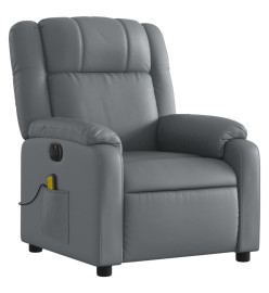 Fauteuil de massage inclinable électrique gris similicuir