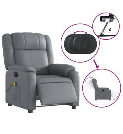 Fauteuil de massage inclinable électrique gris similicuir