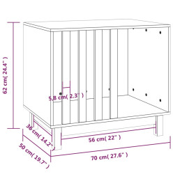 Niche pour chien Blanc 70x50x62 cm Bois de pin massif