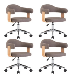 Chaises pivotantes à manger lot de 4 taupe bois courbé et tissu