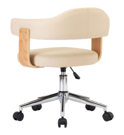 Chaise pivotante de bureau Crème Bois courbé et similicuir