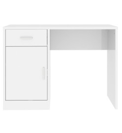 Bureau avec tiroir et armoire Blanc brillant 100x40x73 cm