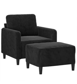 Fauteuil avec repose-pied Noir 60 cm Velours