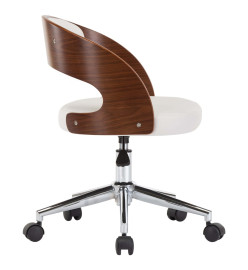 Chaise pivotante de bureau Blanc Bois courbé et similicuir