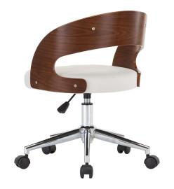 Chaise pivotante de bureau Blanc Bois courbé et similicuir