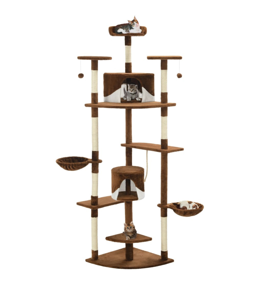 Arbre à chat avec griffoirs en sisal 203 cm Marron et Blanc