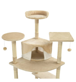 Arbre à chat avec griffoirs en sisal 203 cm Beige et Blanc