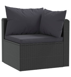 Salon de jardin 7 pcs avec coussins Résine tressée Noir
