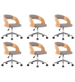 Chaises pivotantes à manger lot de 6 taupe bois courbé et tissu