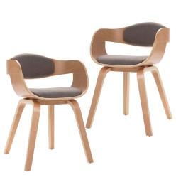 Chaises à manger lot de 2 bois courbé et tissu taupe