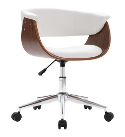 Chaise pivotante de bureau Blanc Bois courbé et similicuir