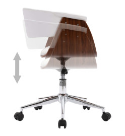 Chaise pivotante de bureau Blanc Bois courbé et similicuir