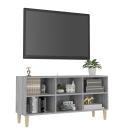 Meuble TV avec pieds en bois massif Sonoma gris 103,5x30x50 cm