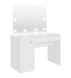 Table de maquillage avec éclairage LED 110x55x145 cm MDF Blanc