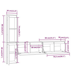 Meubles TV 4 pcs Bois massif de pin