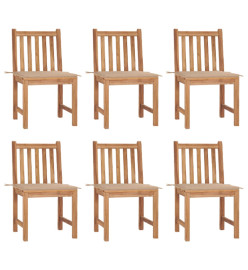 Chaises de jardin 6 pcs avec coussins Bois de teck massif