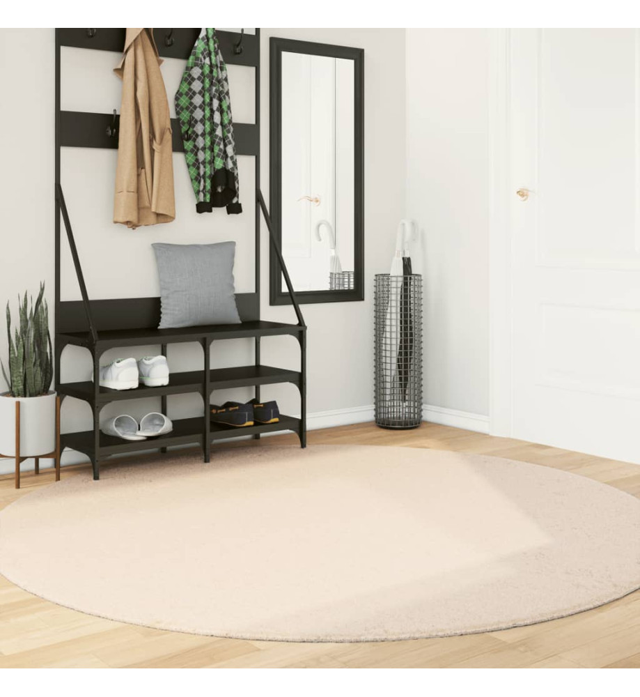 Tapis HUARTE à poils courts doux et lavable beige Ø 200 cm