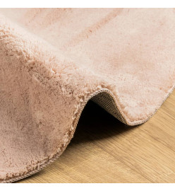 Tapis HUARTE à poils courts doux et lavable rouge clair Ø 80 cm