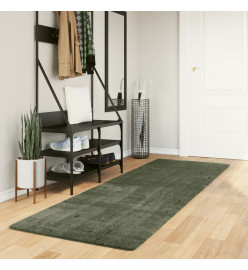 Tapis HUARTE à poils courts doux et lavable vert forêt 80x250cm