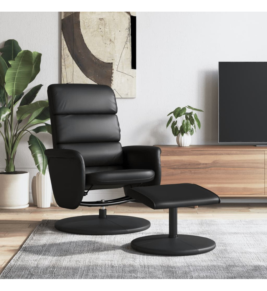 Fauteuil inclinable avec repose-pied noir similicuir