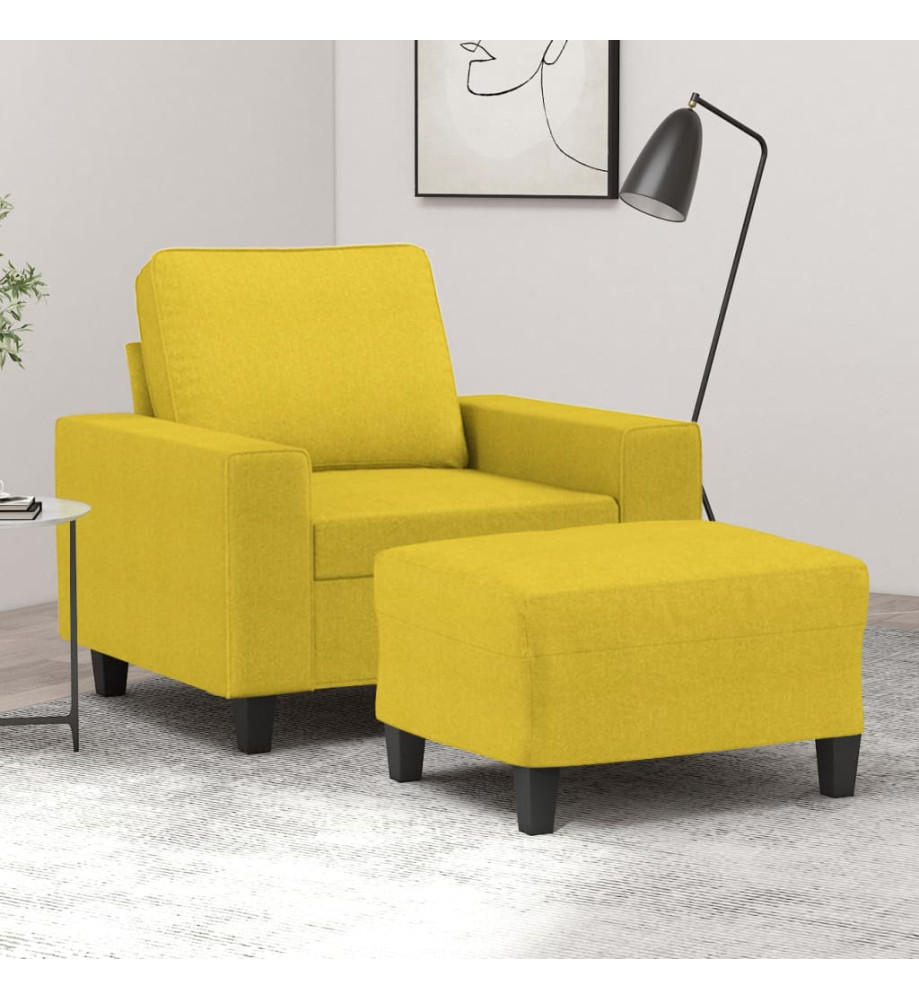 Fauteuil avec repose-pied Jaune clair 60 cm Tissu