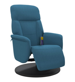 Fauteuil inclinable de massage avec repose-pied bleu velours