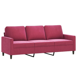 Canapé à 3 places et repose-pieds Rouge bordeaux 180 cm Velours