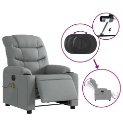 Fauteuil de massage inclinable électrique gris clair tissu