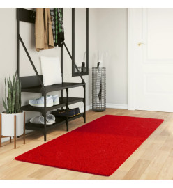 Tapis HUARTE à poils courts doux et lavable rouge 80x200 cm