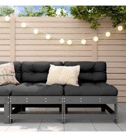 Canapés centraux de jardin 2 pcs gris bois de pin massif