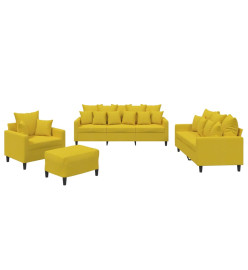 Ensemble de canapés 4 pcs avec coussins Jaune Velours