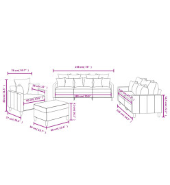 Ensemble de canapés 4 pcs avec coussins Jaune Velours