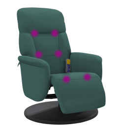 Fauteuil inclinable de massage repose-pied vert foncé velours