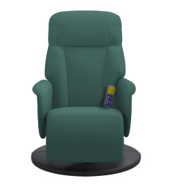 Fauteuil inclinable de massage repose-pied vert foncé velours