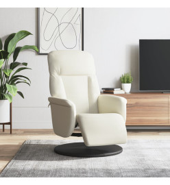 Fauteuil inclinable avec repose-pied crème velours