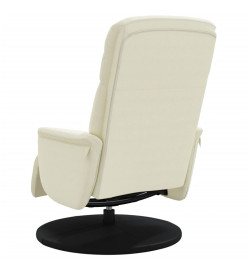 Fauteuil inclinable avec repose-pied crème velours