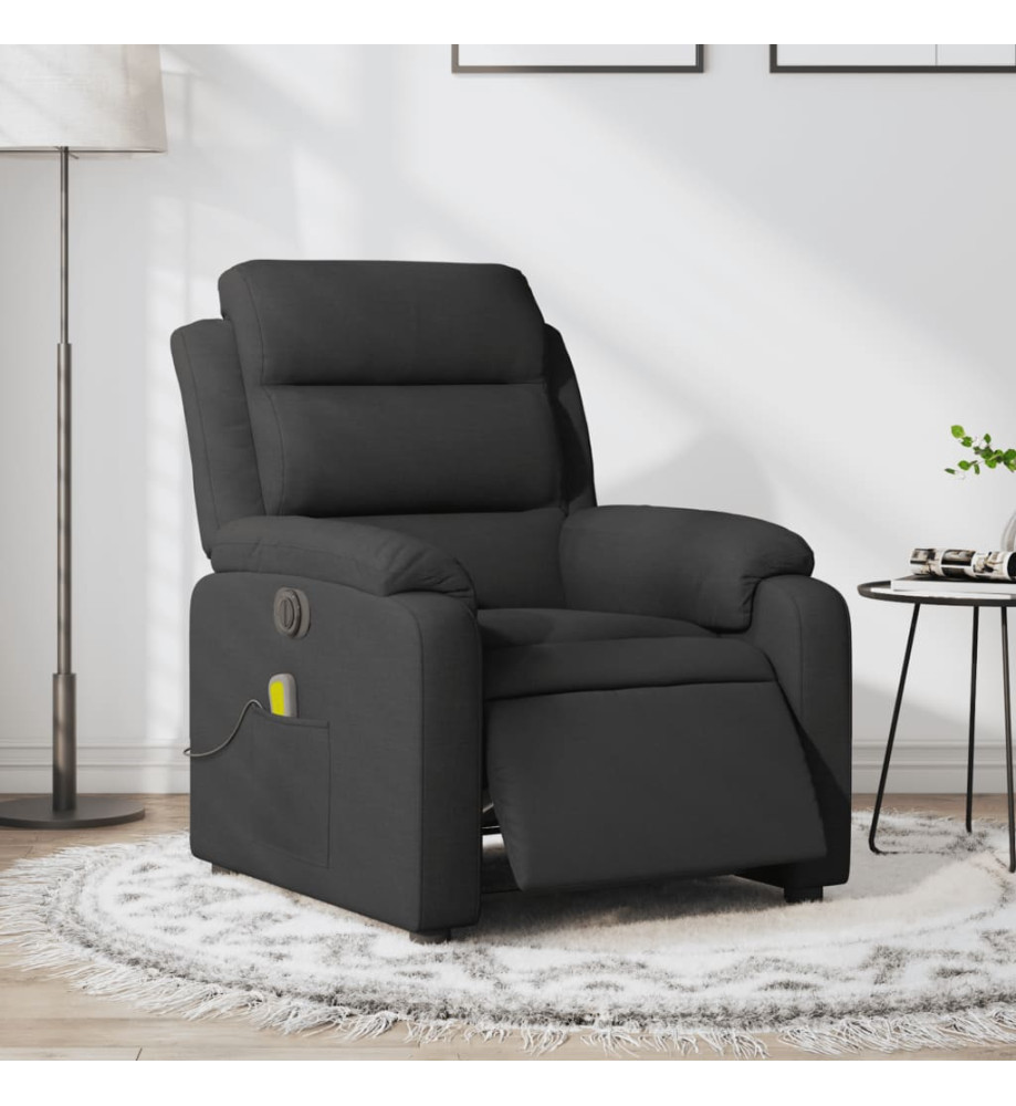 Fauteuil de massage inclinable électrique Noir Tissu