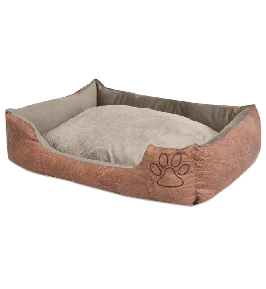 Lit pour chiens avec coussin Cuir artificiel PU Taille XXL Beige