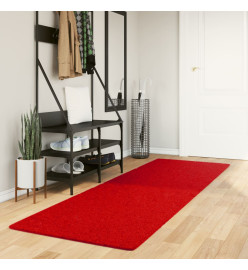 Tapis HUARTE à poils courts doux et lavable rouge 80x250 cm