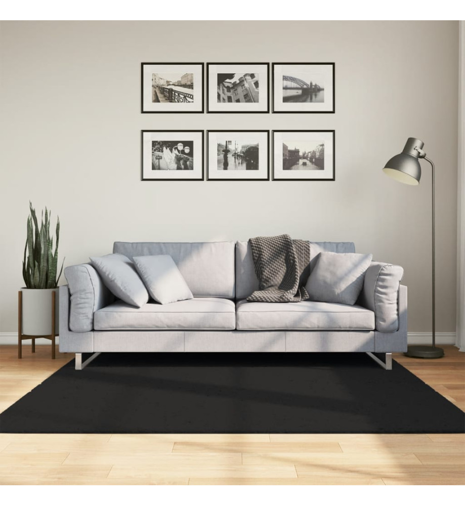 Tapis HUARTE à poils courts doux et lavable noir 160x160 cm