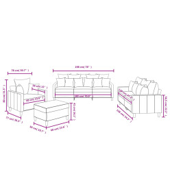 Ensemble de canapés 4 pcs avec coussins Gris clair Velours