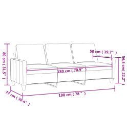 Canapé à 3 places Gris foncé 180 cm Velours