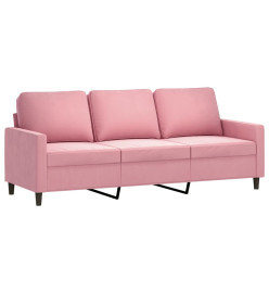 Canapé à 3 places avec repose-pieds Rose 180 cm Velours