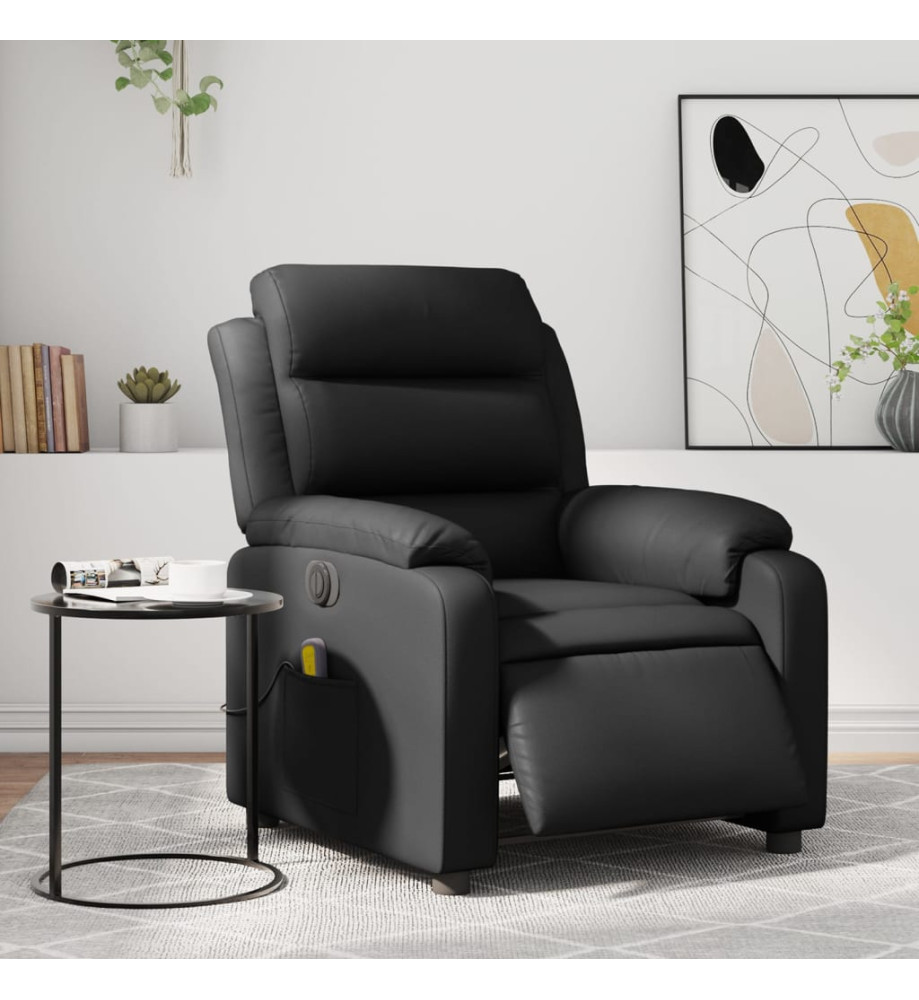 Fauteuil de massage inclinable électrique noir similicuir