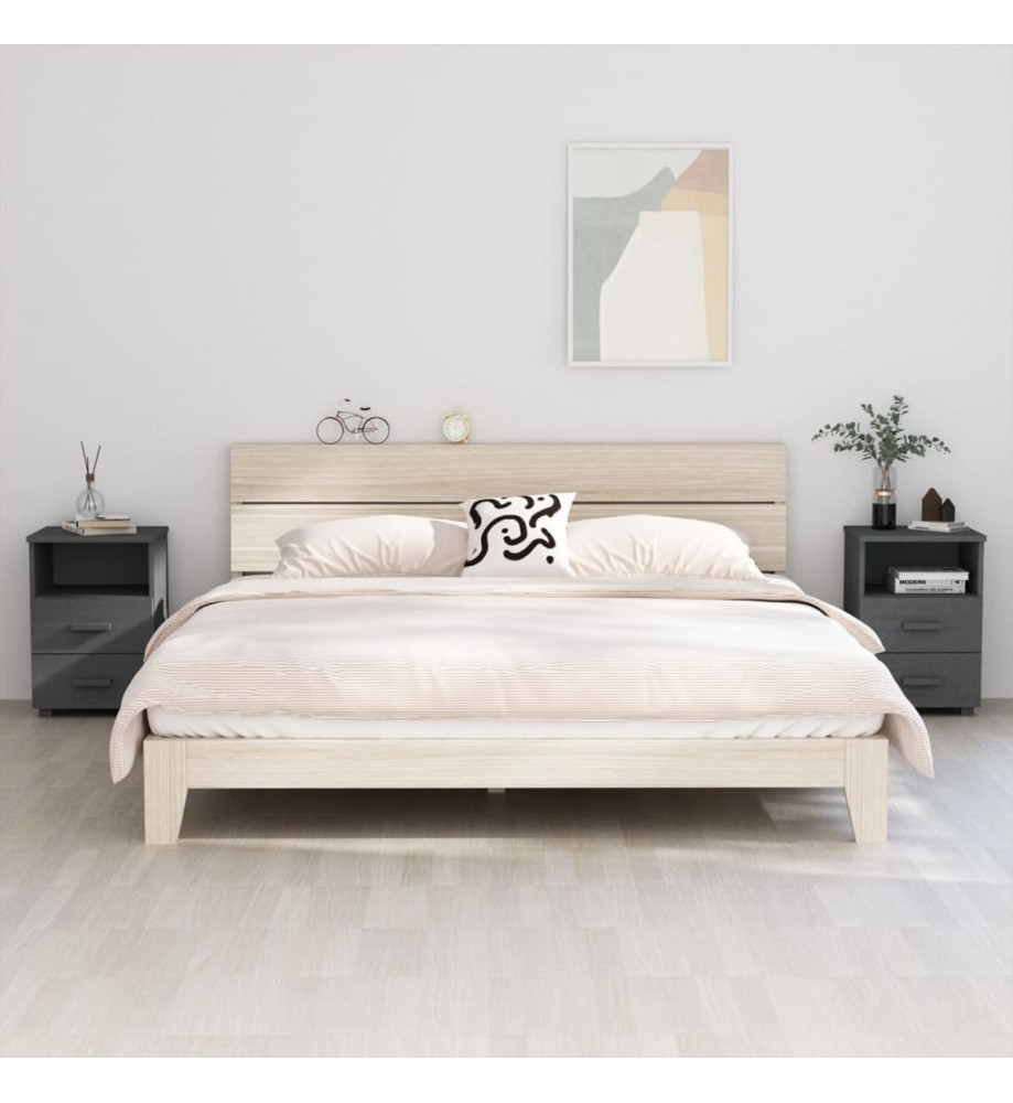 Tables de chevet HAMAR 2 pcs Gris foncé 40x35x62 cm Bois massif Tables de chevet HAMAR 2 pcs Gris foncé 40x35x62 cm Bois massif